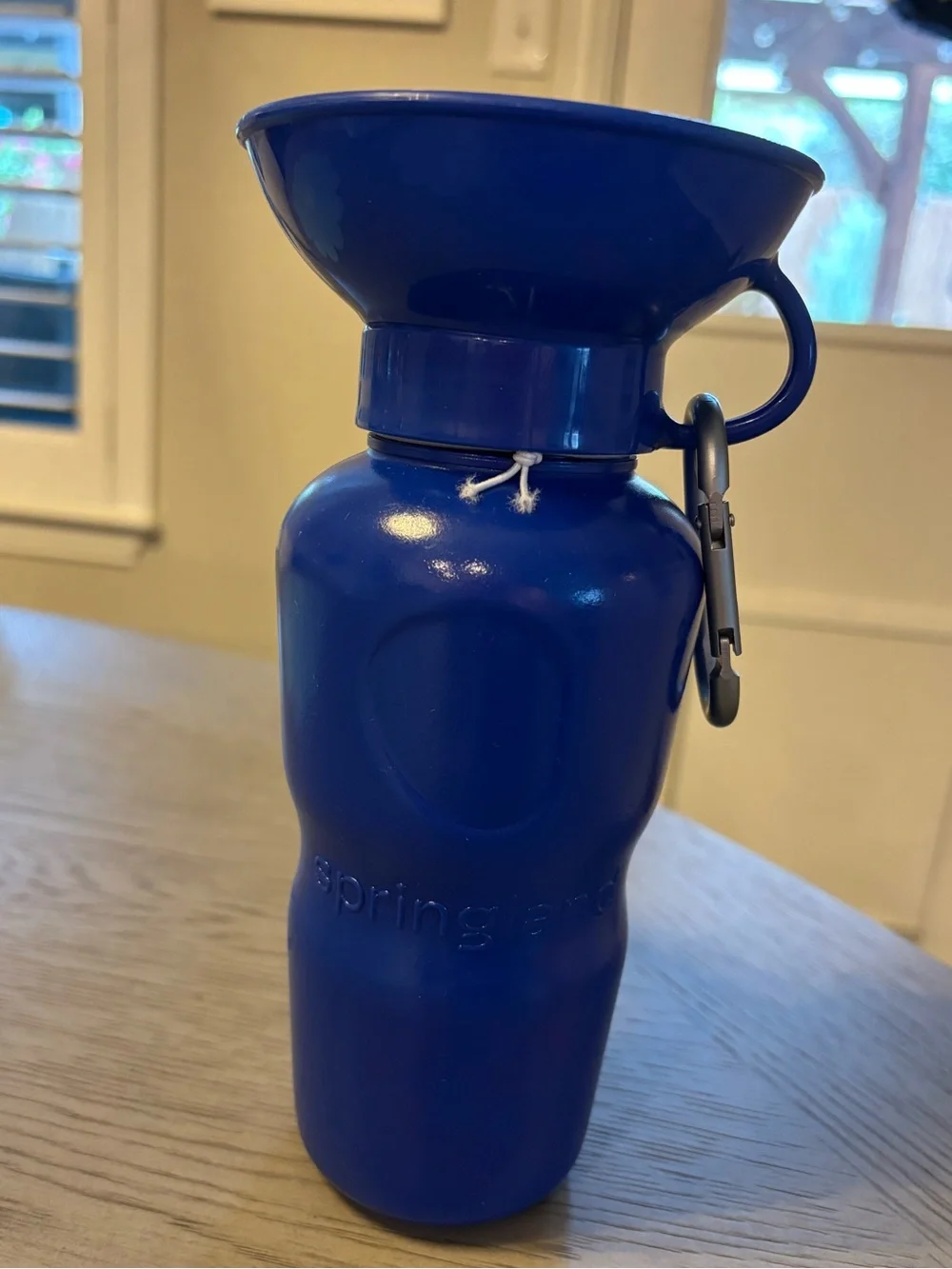 NWT Springland Springer Blue Dog Travel Water Bottle with Built-In Bowl 22 oz